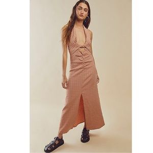 Free People Endless Summer Nya Draped Cutouts Halter Maxi Dress  Size S